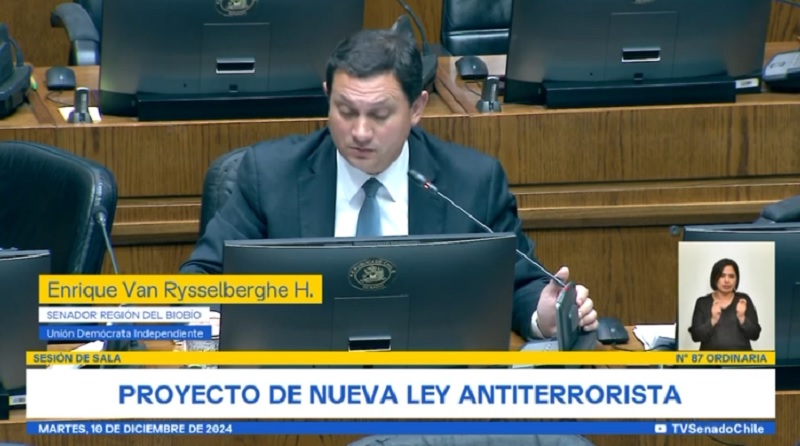 Senador Van Rysselverghe y nueva ley antiterrorista: “Permite una mayor y mejor persecución”